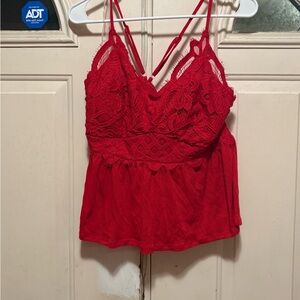 No Boundaries Red Lace Top